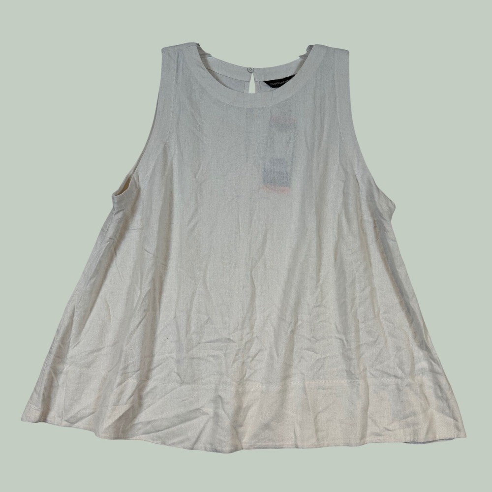 NWT Banana Republic Womens Cream Linen Rayon Sleeveless Shell Top XXL Layering - Picture 2 of 10